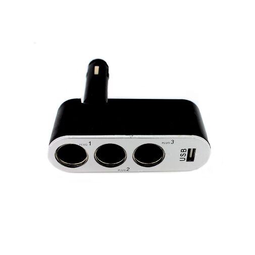 55049 • Szivargyújtóaljzatba csatlakoztatható 3-as elosztó + 1A USB csatlakozás