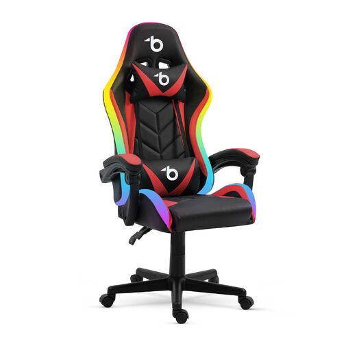 BMD1115RD • RGB LED-es gamer szék - karfával, párnával - fekete / piros