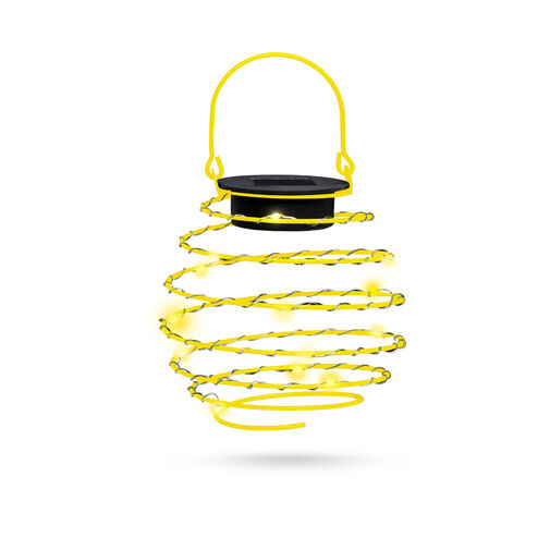 11248B • LED-es szolár spirál gömb lámpa - melegfehér - 12 cm - sárga színben