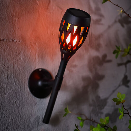 11262D • LED-es szolár lámpa - leszúrható / fali / szabadonálló - lángeffekt - 12 sárga LED - 90 x 410 mm