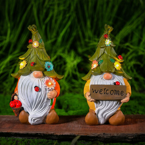 11422 • LED-es szolár manó - 2 féle - melegfehér LED - műgyanta - 10 x 8,5 x 18,5 cm