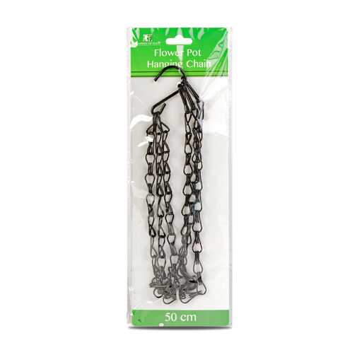 11561 • Virágcserép függesztőlánc - fém - fekete - 50 cm