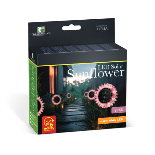 11761A • Szolár napraforgó - rózsaszín - leszúrható / felakasztható - 13 x 6,5 x 35 cm