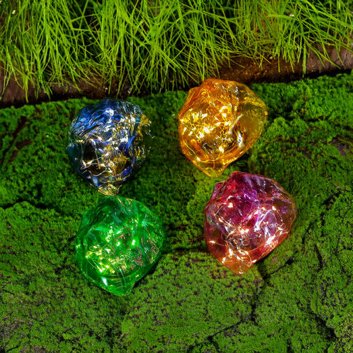 11768B • Leszúrható szolár lámpa - kavics forma - színes - 140 x 120 x 120 mm - melegfehér LED