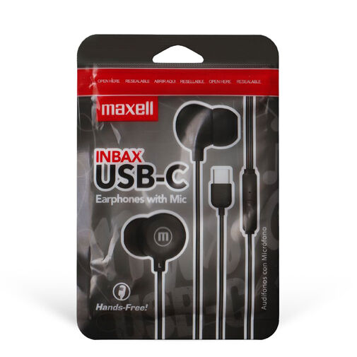 52049 • Maxell vezetékes fülhallgató - fekete - USB-C (INBAX)