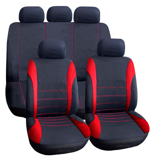 55671RD • Autós üléshuzat szett - piros / fekete - 9 db-os - HSA007