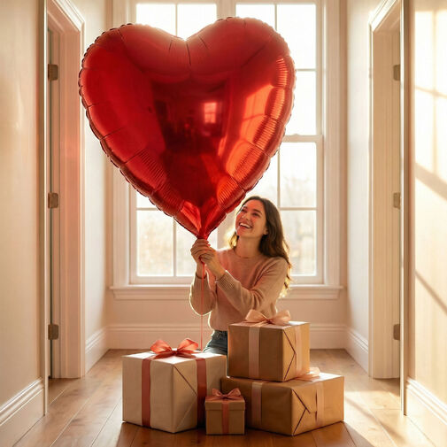 56097 • Óriás lufi - piros szív - fólia - 79 cm