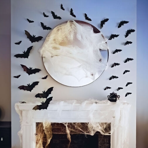 56587B • Halloween-i dekoráció - denevér szett - öntapadós - fekete - 30 db / csomag