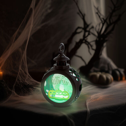 56602A • Halloween-i világító dekoráció - tök - felakasztható - LED - 8,5 x 13,5 cm