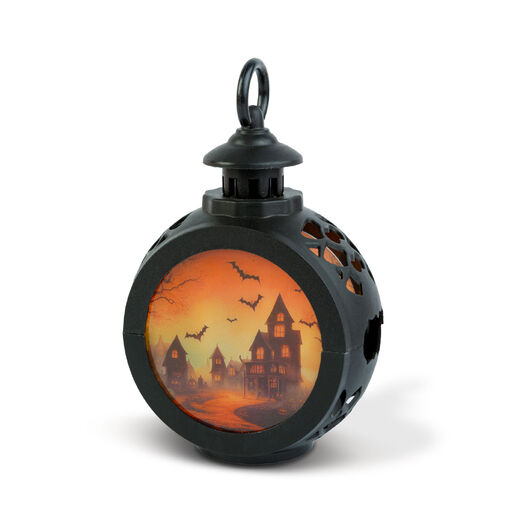 56602B • Halloween-i világító dekoráció - kastély - felakasztható - LED - 8,5 x 13,5 cm