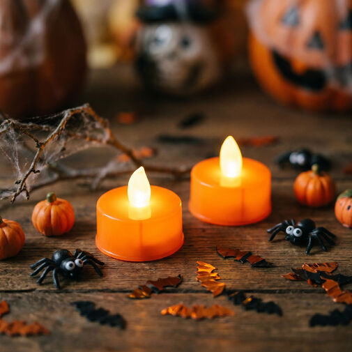 56619A • Halloween-i világító dekoráció - LED-es teamécses - narancssárga - 2 db / csomag