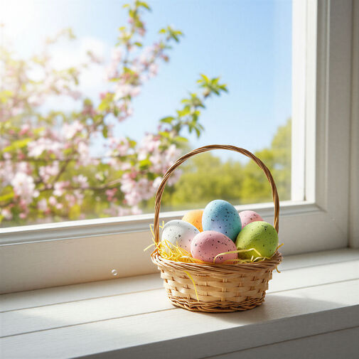 57952 • Húsvéti dekoráció - tojások papírfűvel - pasztellszín - 4 x 6 cm - 6 db / csomag