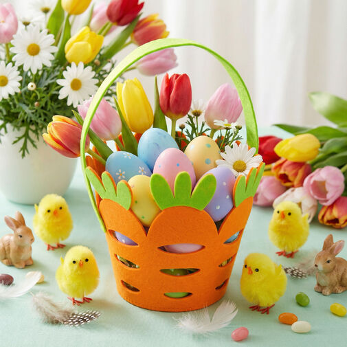 57961 • Húsvéti dekoráció - filc kosár - répa forma - 25 x Ø18 cm 