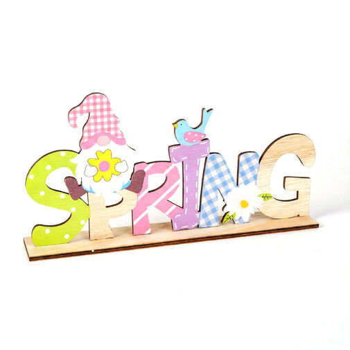 57968B • Tavaszi fekvő asztaldekoráció fából - manós 