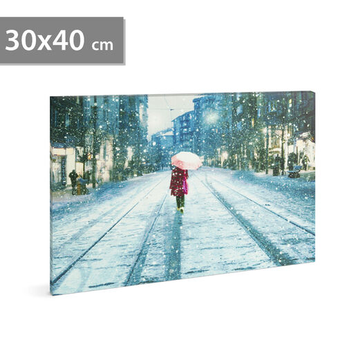 58017C • LED-es fali hangulatkép - téli táj -  2 x AA, 30 x 40 cm