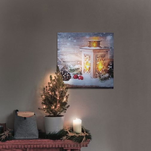 58031C • Karácsonyi LED-es hangulatkép - fali akasztóval, 2 x AA, 30 x 30 cm