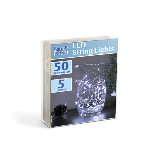 58041C • LED fényfüzér - 5 m - 50 LED - hidegfehér - 3 x AA