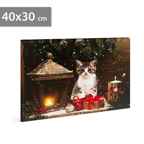 58451 • Karácsonyi LED-es hangulatkép - fali akasztóval, 2 x AA, 40 x 30 cm