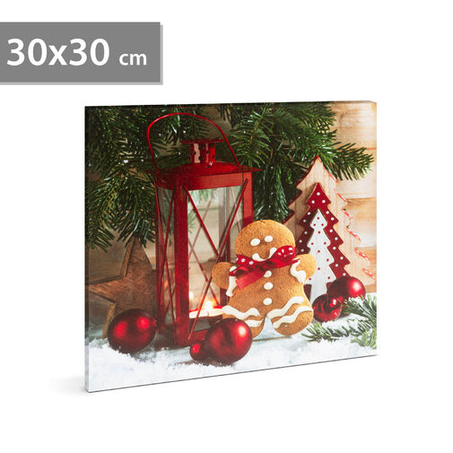 58454D • Karácsonyi LED-es hangulatkép - fali akasztóval, 2 x AA, 30 x 30 cm