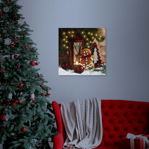 58454D • Karácsonyi LED-es hangulatkép - fali akasztóval, 2 x AA, 30 x 30 cm