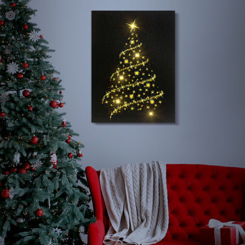 58456B • Karácsonyi LED-es hangulatkép - fali akasztóval, 2 x AA, 30 x 40 cm