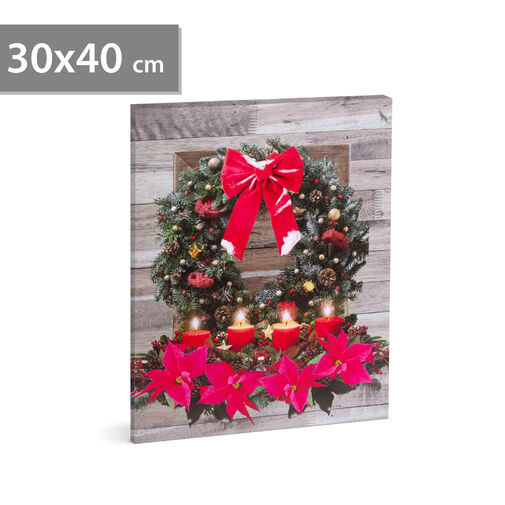 58468 • Karácsonyi LED-es hangulatkép - fali akasztóval, 2 x AA, 30 x 40 cm