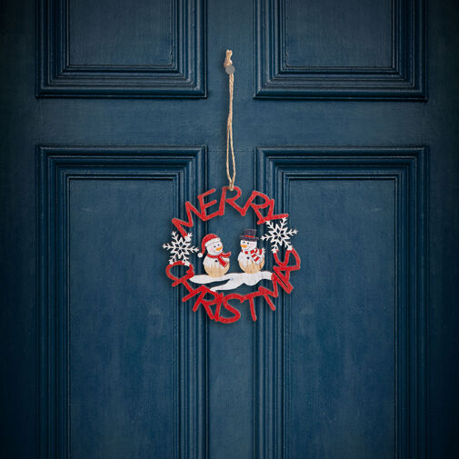 58547A • Karácsonyi dekoráció - fa, piros hóember - 10 cm