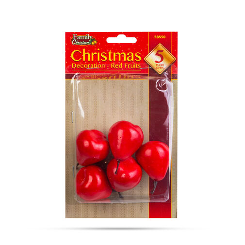 58550 • Karácsonyi dekoráció - piros gyümölcs - 6 cm - 5 db / csomag