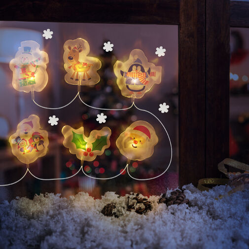 58568B • Karácsonyi LED-es fényfüzér - gél ablakmatrica - 6 LED - 2 x AA