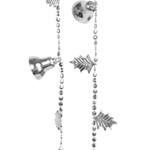58570B • Karácsonyi girland harangokkal - fényes ezüst - 260 cm