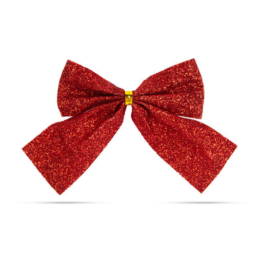 58640A • Karácsonyi dísz - glitteres masni szett - piros - 12 db / csomag