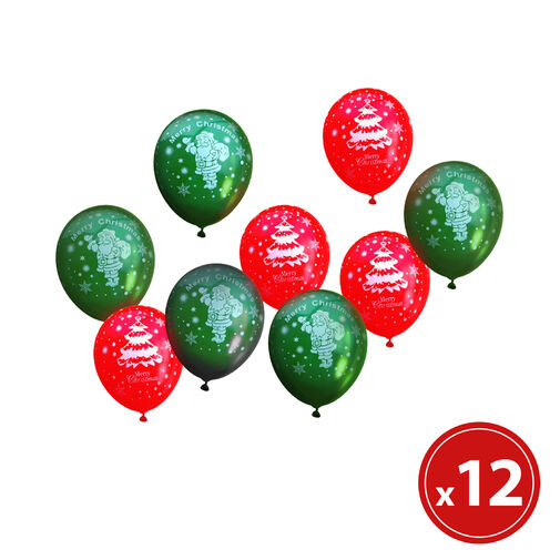 58752 • Lufi szett - piros-zöld, karácsonyi motívumokkal - 12 db / csomag