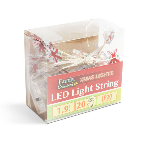 58928 • LED fényfüzér - ajándék - 2,2 m - 20 LED - melegfehér - 2 x AA