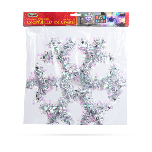 58941 • Karácsonyi dekoráció - irizáló, színes LED-es hópehely - 32 cm - elemes