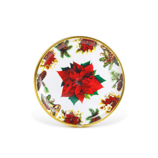 59717B • Karácsonyi kínálótál - műanyag - mikulásvirág - 22 cm