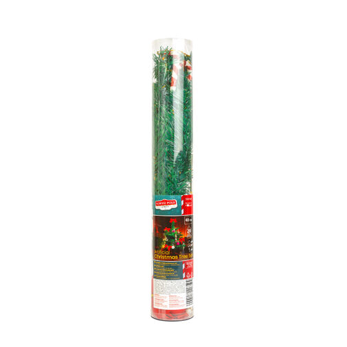 59748 • Műfenyő szett - 40 cm műfenyő + 20 db dísz - zöld - műanyag