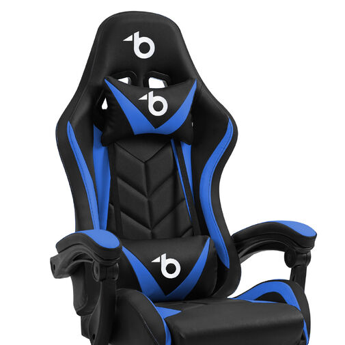 BMD1115BL • RGB LED-es gamer szék - karfával, párnával - fekete / kék