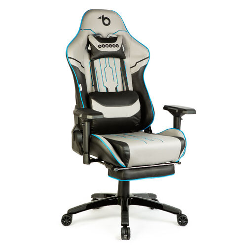 BMD1118A • Gamer szék párnával - szürke/fekete/kék - 84 x 52 / 48 x 50 cm