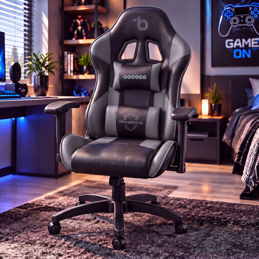 BMD1126GY • Gamer szék - fejtámlával, deréktámasszal - szürke - 72 x 52 cm / 50 x 44 cm